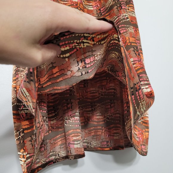 BCBGMaxazria Shift Dress Scoop Neckline Patterned Orange Multicolor Stretch XS - Picture 4 of 9